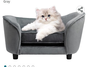 lot 56123 image: Hollypet Pet Sofa Couch, Pet Sofa for Cats and Small Dogs, Cat Sleeping Bed, Ultra-Soft Snuggle Cat Sofa for Indoor Kitten, Luxury Mini Dog Couch Sofa Bed, Dark Gray