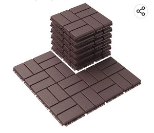 lot 56138 image: Goovilla Plastic Interlocking Deck Tiles, Dark Brown, 27 Tiles, 12 x 12 Inches