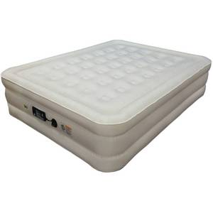 lot 56152 image: Serta Never Flat Fabric Series Raised with Internal Pump Air Mattress- Beige, 18 Queen