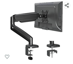 lot 56177 image: MOUNTUP Single Monitor Desk Mount, Adjustable Gas Spring Monitor Arm Support Max 32 Inch, 4.4-17.6lbs Screen, Computer Monitor Stand Holder with ClampGrommet Mounting Base, VESA Mount Bracket, MU0004