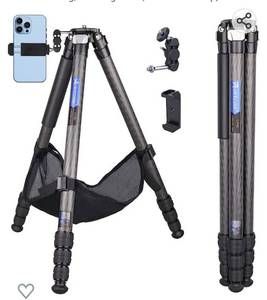 lot 56187 image: Compact Carbon Fiber Tripod with Stone Bag ARTCISE CT70C Heavy Duty Travel Camera Stand for Canon Sony Nikon DSLR Digital Camcorder