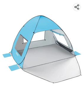 lot 56191 image: TOBTOS UPF 50 Pop Up Beach Tent, Easy Set Up Beach Umbrella, Sun Shelter for 3-4 People UV Protection Portable Sunshade, Baby Canopy Cabana, Lightweight with Carry Bag