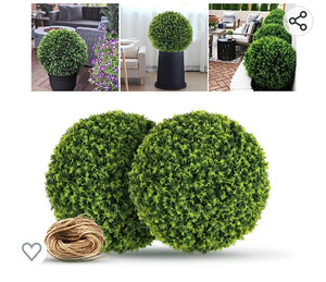 lot 56198 image: Violinak 2 Packs 20.5in Large Cedar Topiary Balls, Artificial Plant Topiary Balls for The Front Door, Artificial Cypress Balls, Faux Cedar Balls
