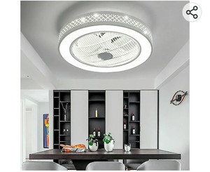 lot 56199 image: IWANU Ceiling Fan with Lights Remote APP Control, 20 Inch, Flush Mount, Enclosed, White, 3-Speed Wind and 3-Color Dimmable Smart Timing