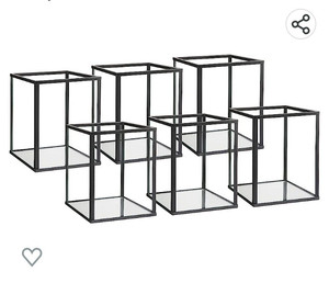 lot 56218 image: Phosphor Set of 6 PCS Small Glass Hurricane Camdle Holder, Black Candle Holder for Wedding, Party, Holiday