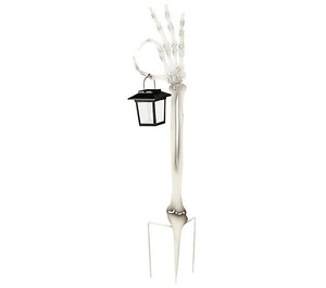 lot 56222 image: Retail - $29.99 Skeleton Hand Garden Stake wSolar Lantern, White