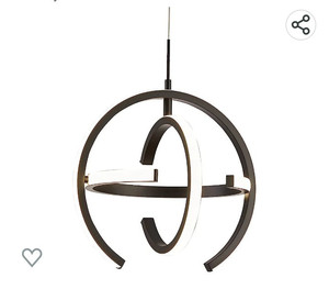lot 56225 image: Kinglong Black Modern LED Chandelier, Globe Pendant Light Round 4000K Hanging Light Fixtures for Dining Room Kitchen Island Bedroom Living Room Foyer Stairway