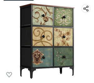 lot 56233 image: AOPSEN Dresser with 6 Drawers, Tall Storage Dresser for Bedroom