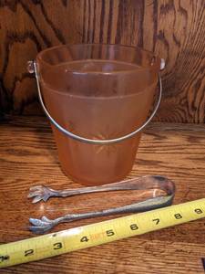 lot 152 image: Vintage Glass Ice Bucket & Ice Tongs