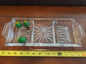 lot 157 image: Waterford Lismore 3-Part Tray  Glass Olive Decor