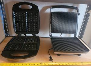 lot 383 image: Hamilton beach waffle maker & krups panini maker
