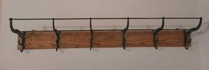 lot 479 image: Vintage wood & iron railroad wall coat hook