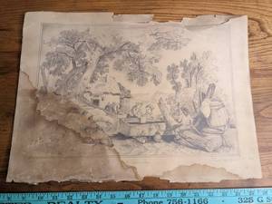 lot 323 image: Antique The Country Signed & Dated 1865