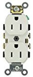 Leviton CR15-W 15-Amp, 125-Volt, Narrow Body Duplex Receptacle, Straight Blade, Commercial Grade, Self Grounding, Side Wired, White