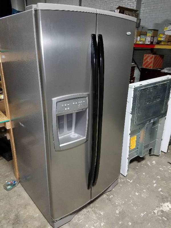 lot 2511 image: 36 W Whirlpool Gold Stainless Steel Side-by-side refrigerator