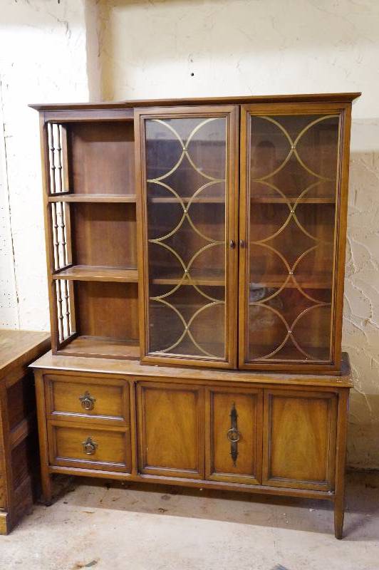 lot 24 image: China cabinet 6 tall glass doors.