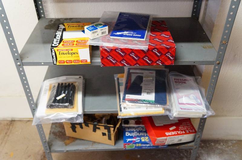 lot 62 image: Misc lot of office supplies ( shelf not included).