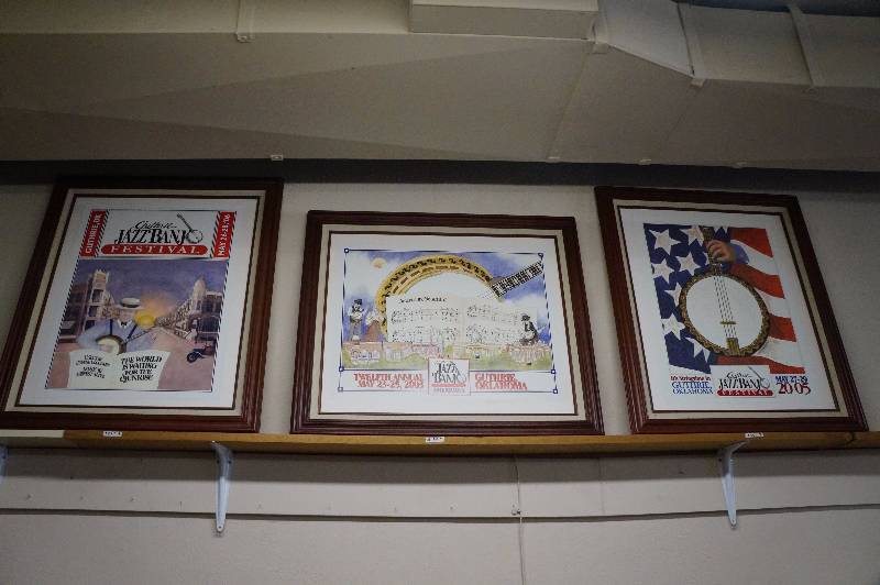 lot 65 image: 3 framed Guthrie Oklahoma banjo festival posters.