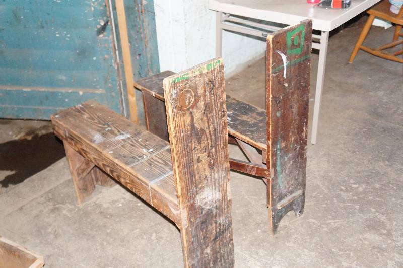 lot 105 image: 2 Painters benches.