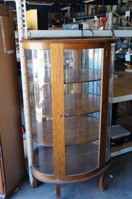 lot 112 image: Curved glass china cabinet.
