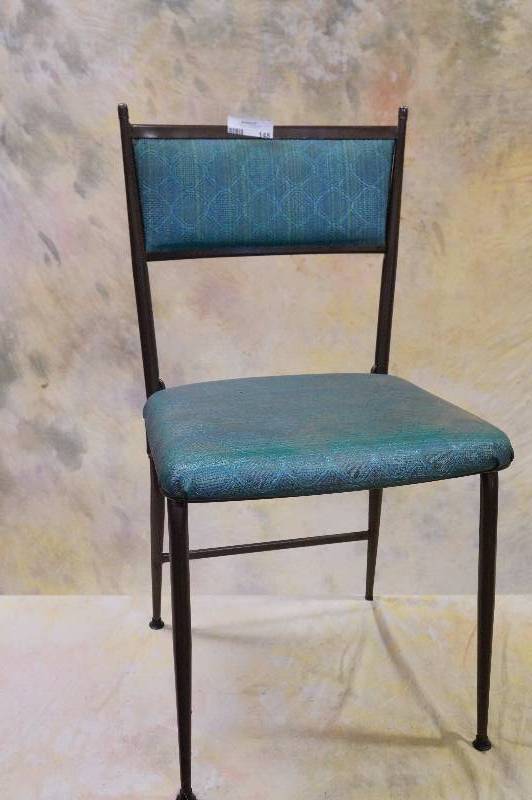 lot 148 image: Metal chair blue vinyl.