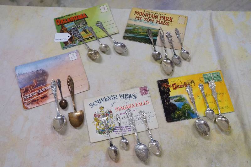 lot 149 image: Sterling spoons - Ut, mass, niagara falls, ok, Mo.