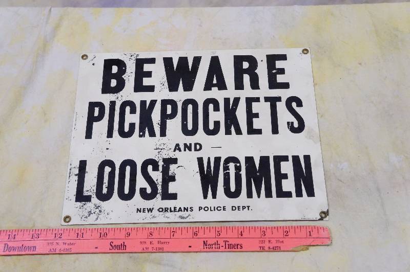 lot 152 image: 12 x 9 metal sign, New Orleans police dept.