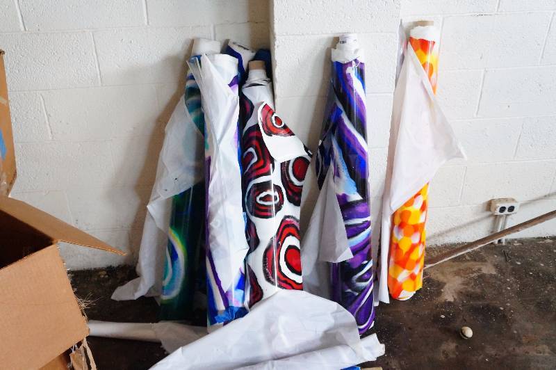 lot 175 image: Large lot of vinyl window abstract art 3 wide.