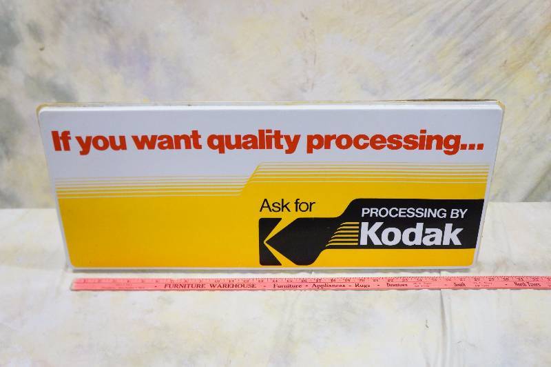 lot 194 image: 28 plastic kodak processing sign.