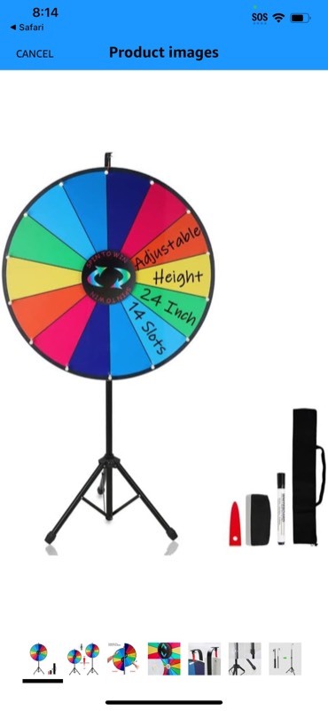 Hooomyai 24 inch Prize Wheel with Folding Tripod Floor Stand Height Adjustable 14 Slots Color Dry Erase Spin Wheel Spinner Game with Dry Erase & Marke