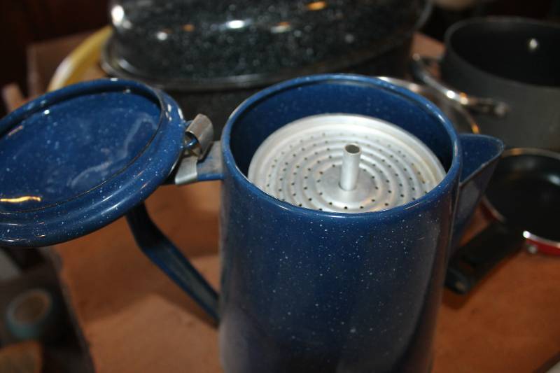 Large Enamel Coffee Pot - McLaughlin Auctioneers, LLC