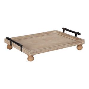 lot 3144 image: Kate and Laurel Bruillet Farmhouse Rectangular Tray, 12 x 16, Rustic Brown, Wood Tray for Coffee Table