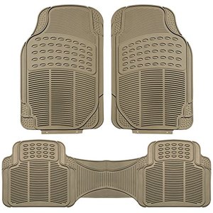 lot 3148 image: FH Group Car Floor Mats - Heavy-Duty Rubber Floor Mats for Cars, Universal Fit Full Set, Trimmable Automotive Floor Mats, ClimaProof Floor Mats For Most Sedan, SUV, Truck Floor Mats Beige