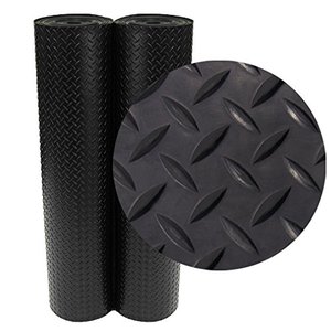 lot 3149 image: Rubber-Cal Diamond-Plate Rubber Flooring Rolls - 3 mm x 4 ft x 2 ft Rolls - Black