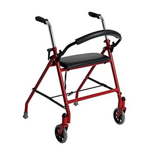 lot 3080 image: Drive Medical 1239RD Foldable Rollator Walker with Seat, Red