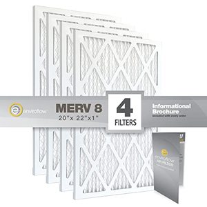 lot 3089 image: Enviroflow 20x22x1 Pollen and Dust Control Pleated Replacement ACFurnace Air Filter, MERV 8, Pack-4