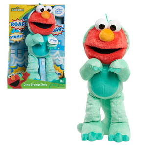 lot 3091 image: Sesame Street Dino Stomp Elmo 13-Inch Plush Stuffed Animal Sings and Dances Officially Licensed Kids Toys for Ages 18 Month Gifts and Presents