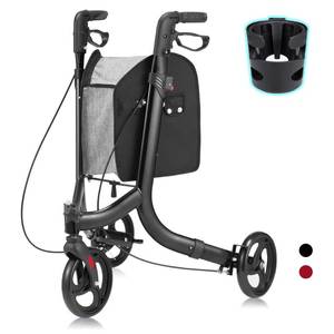 lot 3094 image: Outspurge Rollator 2 in 1 Walker & Transport Chair,4 Wheel Rolling Wheelchair for Adults Seniors, Folding Medical Walker with Adjustable Handle and Reversible Backrest with Comfortable Seat(Black)
