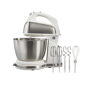 lot 3101 image: Hamilton Beach Classic Stand and Hand Mixer, 4 Quarts, 6 Speeds with QuickBurst, Bowl Rest, 290 Watts Peak Power, White (64655)