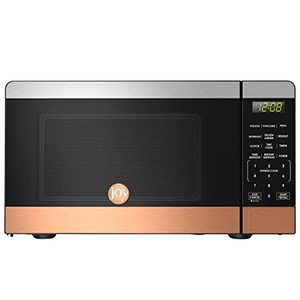 lot 3111 image: JOY Kitchen Compact Countertop Microwave Oven with LED Display, 6 Auto-Preset Menus, Child Lock, Defrost & Express Cooking Features, 0.7 Cu. Ft. 700W, Stainless Steel