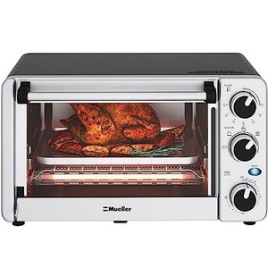 lot 3116 image: Toaster Oven 4 Slice, Multi-function Stainless Steel Finish with Timer - Toast - Bake - Broil Settings, Natural Convection - 1100 Watts of Power, Includes Baking Pan and Rack by Mueller Austria