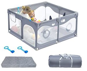 lot 3117 image: Baby Playpen, Letmudla Playpen with Mat,Upgraded Sturdy Play Pen with Gate,Easy to Assemble Play Yard,Safe Play Pens for Babies and Toddlers with Hand Rings,Outdoor&Indoor Activity Center for Infant