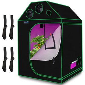 lot 3126 image: Quictent 4 x 4 Grow Tent 48 x 48 x 71 Roof Cube Tent with Observation Window and Floor Tray for Hydroponics Indoor Plant