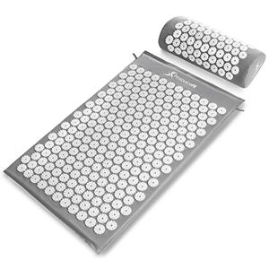 lot 3128 image: ProsourceFit Acupressure Mat and Pillow Set with 100% Natural Linen for BackNeck Pain Relief and Muscle Relaxation