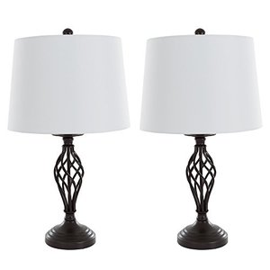 lot 3134 image: Table Lamps Set of 2, Spiral Cage Design (2 LED Bulbs included) by Lavish Home