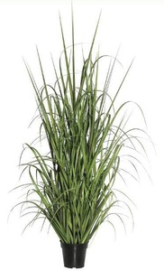 lot 3136 image: Vickerman Everyday 24 Artificial Potted Green Ryegrass with Black Plastic Pot - Faux Grass Plant Decor - Home Or Office Indoor Greenery Accent - Maintenance Free