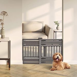 lot 3153 image: IRIS USA 24-39 Portable Expandable Pet Gate, Adjustable Pet Barrier for Puppy Small to Medium Dogs Fits Most Doorways Easy Twist-to-Lock Feature Heavy-Duty Molded Plastic 25 Tall, Gray