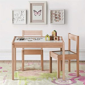 lot 3155 image: Baby Relax Hunter 3-Piece Kiddy Table & Chair, NaturalWhite Table Set