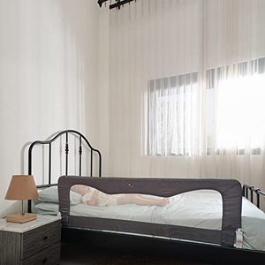 lot 3197 image: Bed Rail for Toddlers & Infants  Kids Bed Safety Guard rail Toddler Bed Rails for Twin, Full Size, Queen &King Mattress  baby bed rail For children  Extra Long Crib rail Guard -White (59L19.5H in)