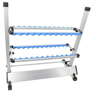 lot 3198 image: NovelBee Aluminum Alloy 24 Fishing Rod Rack Fishing Rod Pole Holder Stand Storage Tool for All Types of Fishing Rods (Blue)
